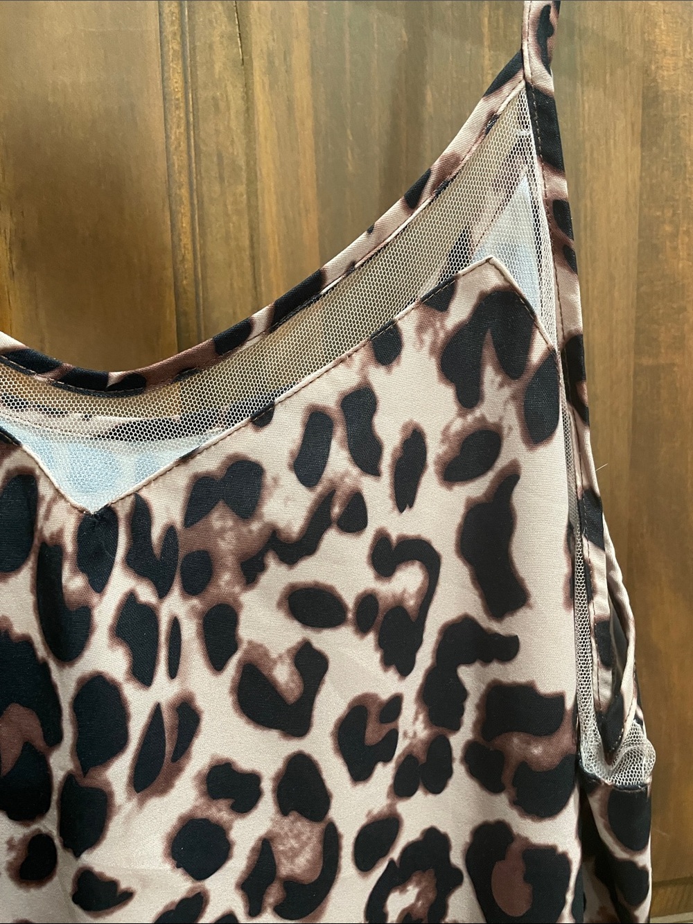 Leopard Print Satin Cami Top - Brown/Black - Picture 4 of 6